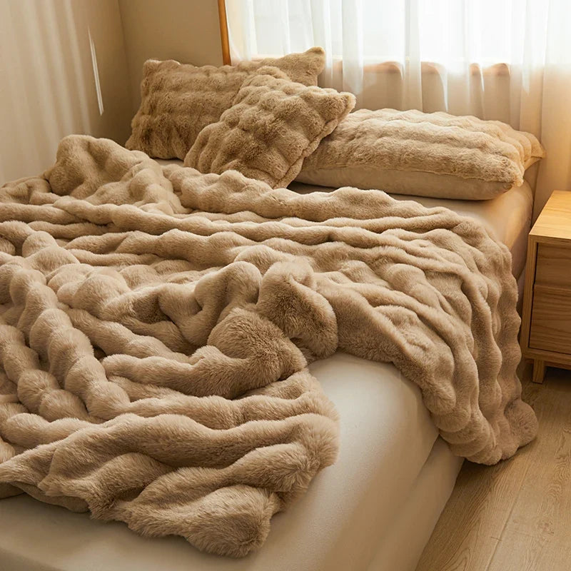 Ultra-Soft Faux Fur Throw with a Silky Plush Feel