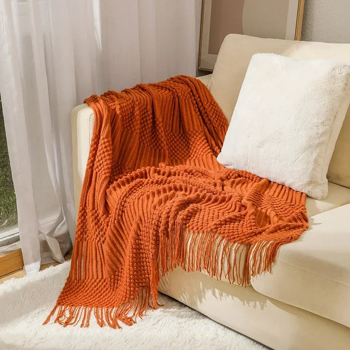 Nordic Chunky Knit Throw in Soft Faux Cashmere