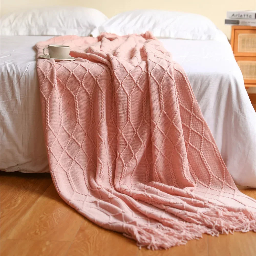 Nordic Chunky Knit Throw in Soft Faux Cashmere