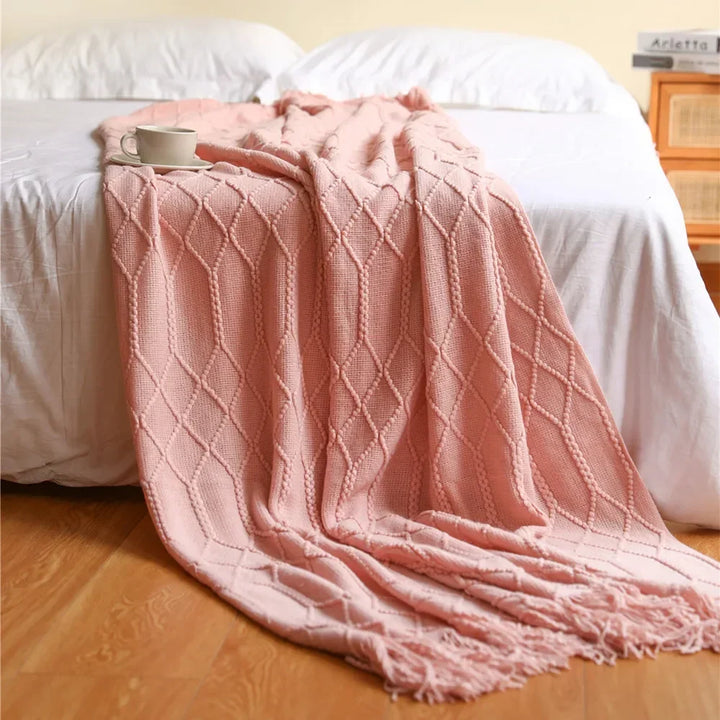 Nordic Chunky Knit Throw in Soft Faux Cashmere