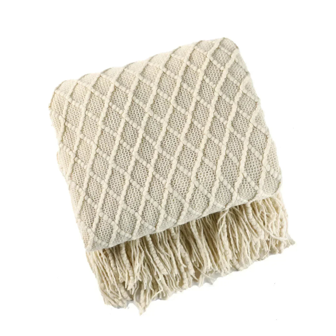 Nordic Chunky Knit Throw in Soft Faux Cashmere