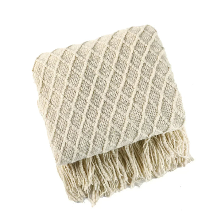 Nordic Chunky Knit Throw in Soft Faux Cashmere