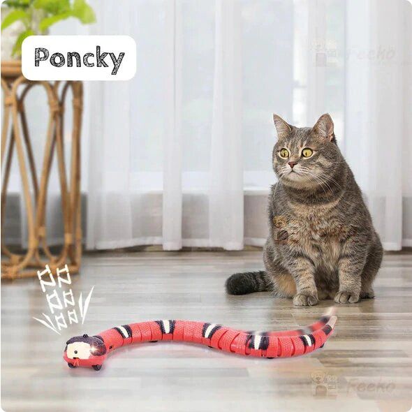 Interactive Snake Cat Toy with Smart Obstacle Sensor