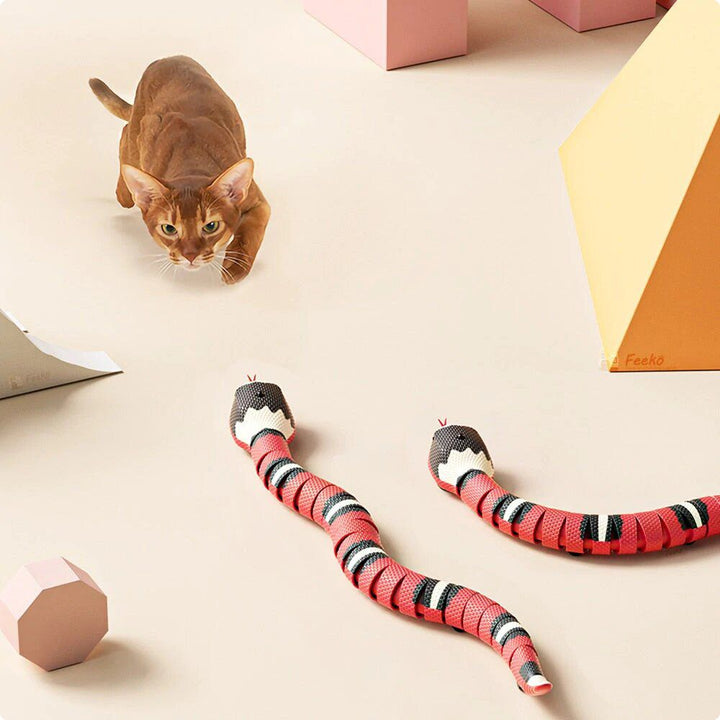 Interactive Snake Cat Toy with Smart Obstacle Sensor