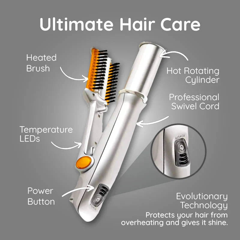 Harwelton™ 2-in-1 Rotating Hot Air Brush for Waves and Straight Hair