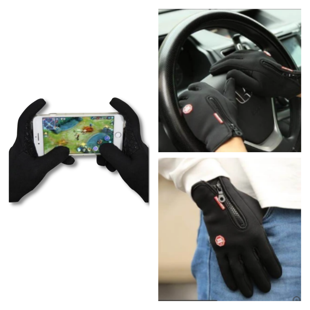 Harwelton™ Windproof Thermal Gloves with Zip, Grip Palm and Touchscreen