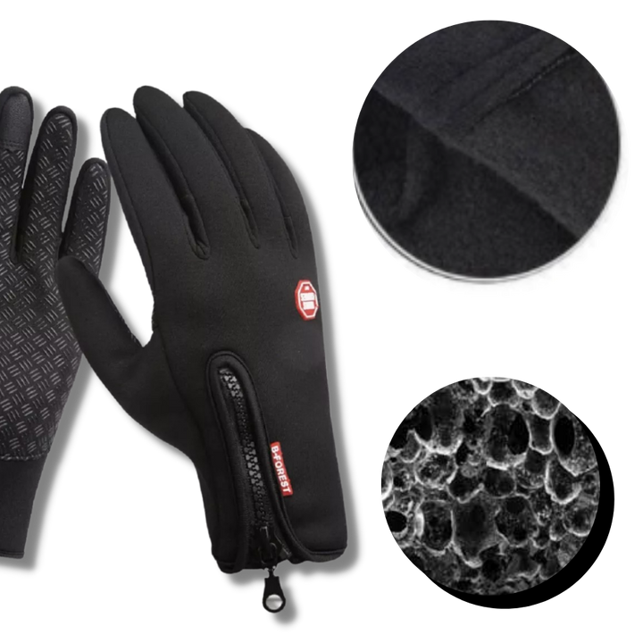 Harwelton™ Windproof Thermal Gloves with Zip, Grip Palm and Touchscreen