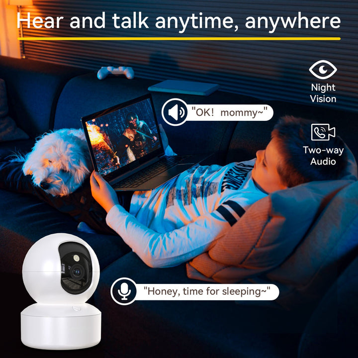 2K Indoor Security Camera with Pan-Tilt Motion Tracking