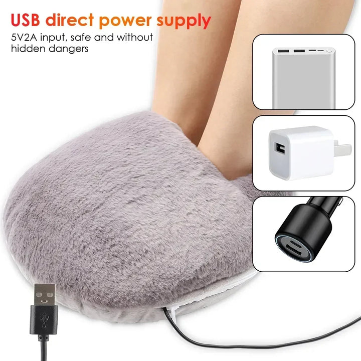 Heated Foot Warmer Slipper with USB and Fluffy Lining – Harwelton™