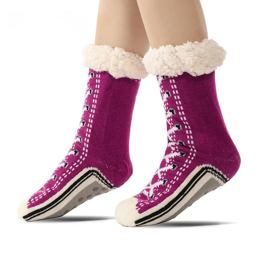Ultra-Warm Thick Jacquard House Socks with Non-Slip Sole