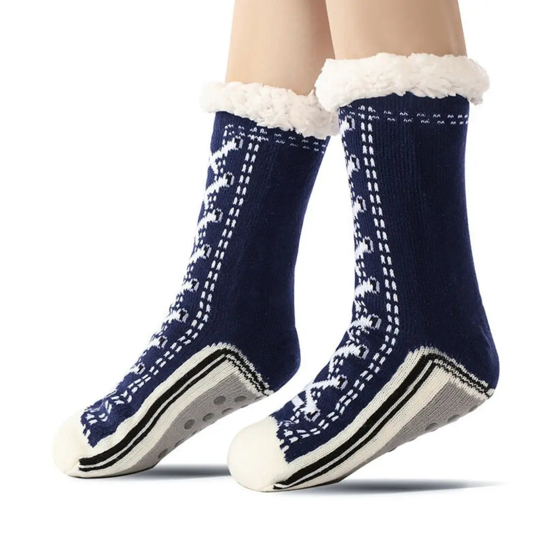 Ultra-Warm Thick Jacquard House Socks with Non-Slip Sole