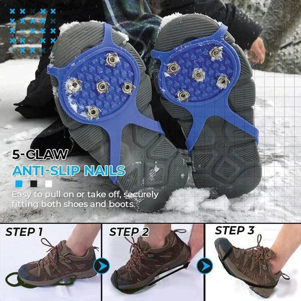 Anti-Slip Ice Grips for Shoes and Boots with Steel Spikes