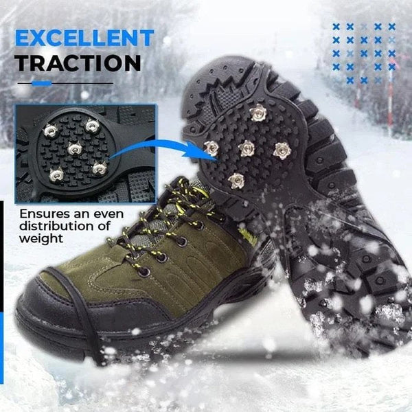 Anti-Slip Ice Grips for Shoes and Boots with Steel Spikes