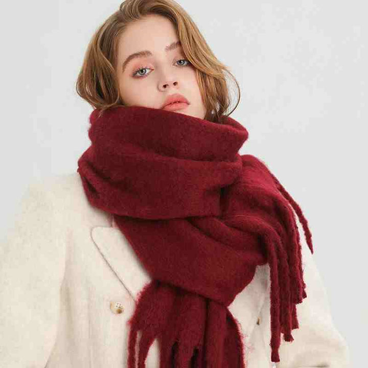 Mustard thick fluffy winter scarf