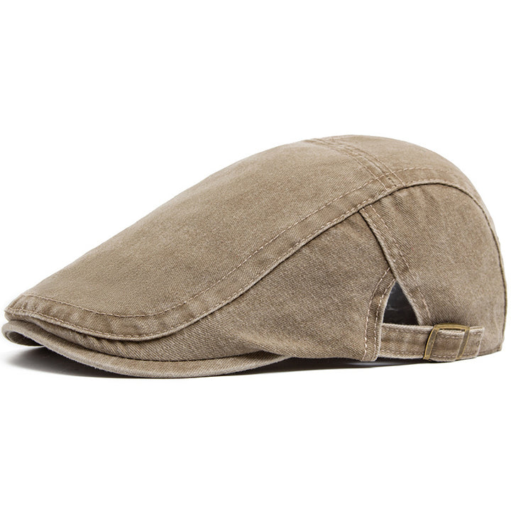 Navy washed denim flat cap