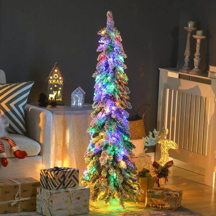 Harwelton Flocked Pencil Christmas Tree with 100 LEDs, 4ft