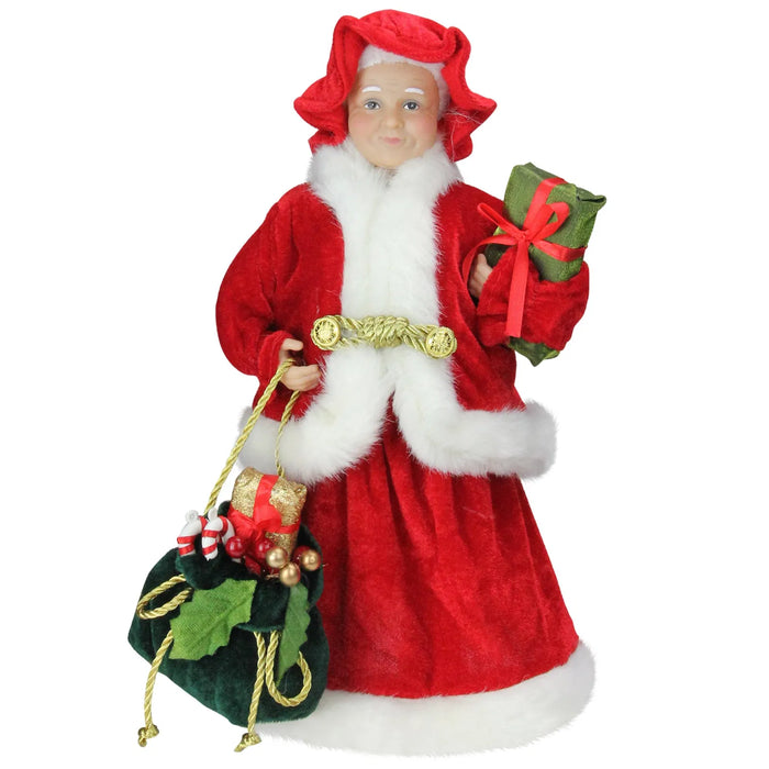 Harwelton Mrs Claus Christmas Figure with Gifts, 30 cm
