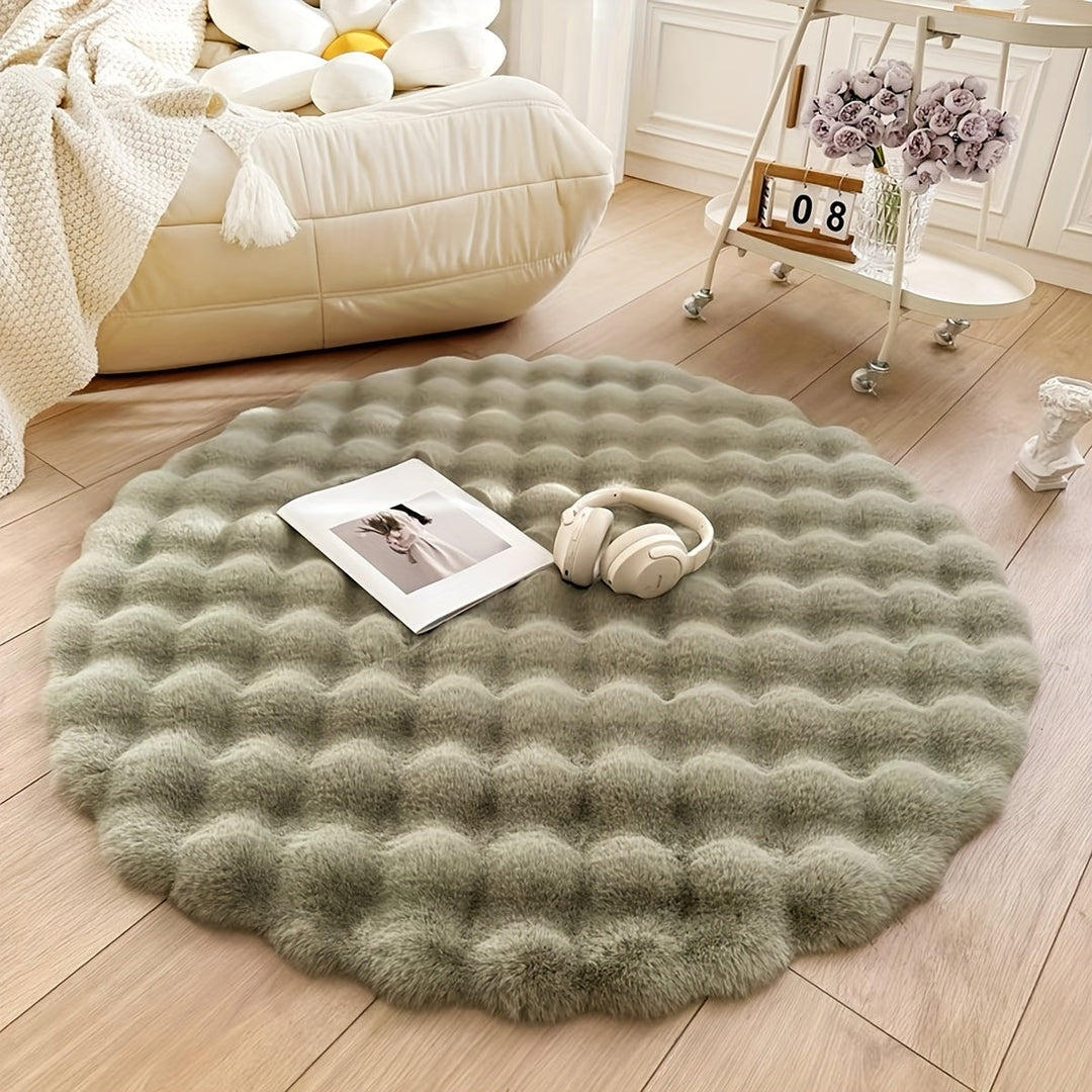 Harwelton™ Round Fluffy Bubble Rug in Dense, Soft Fleece for Cosy Rooms