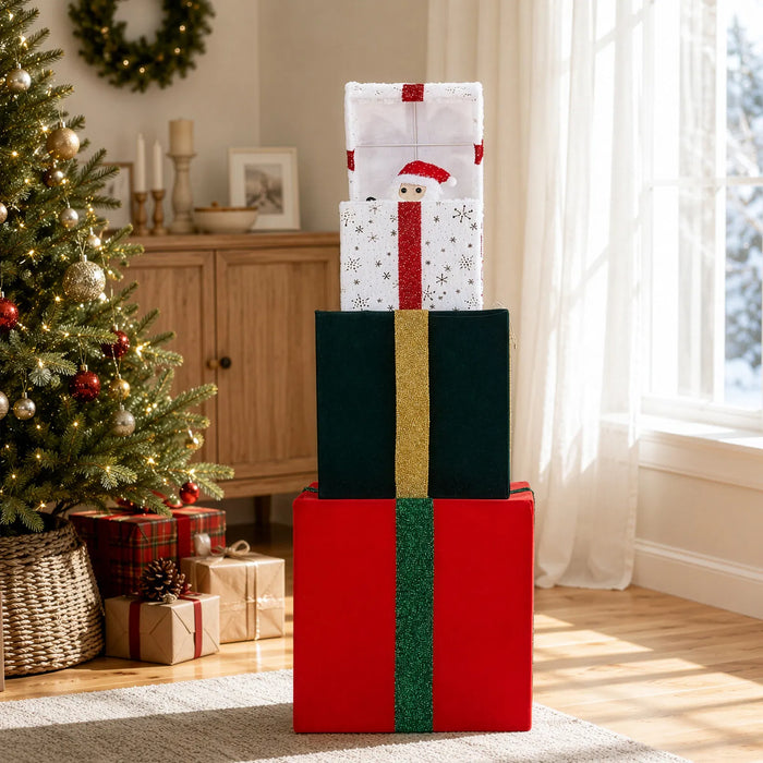 Harwelton Animated Gift Box Tower with Opening Lids, 120cm