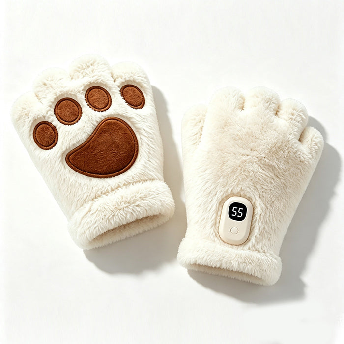 Harwelton Heated fingerless cat-paw gloves, rechargeable