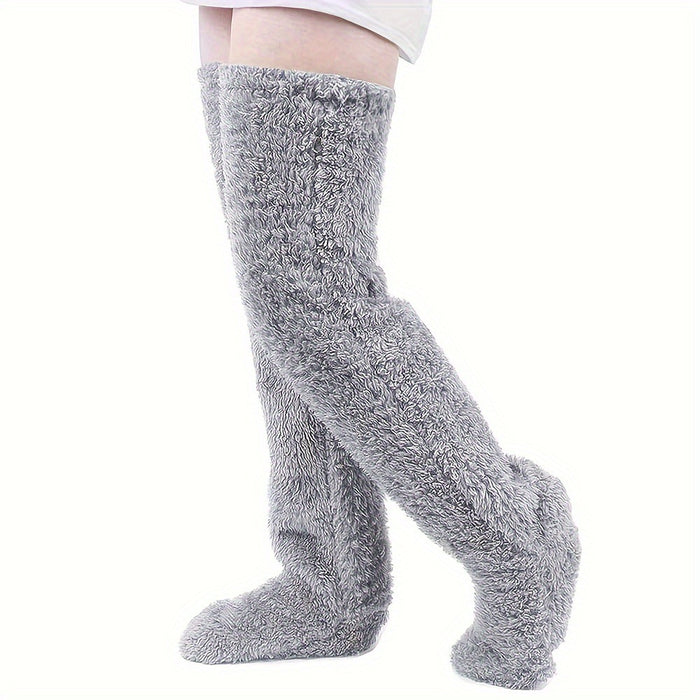 Harwelton Over the Knee Fluffy Leg Socks in Solid Colours
