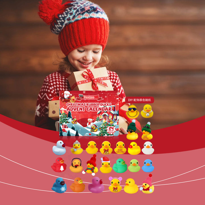 Advent calendar with 24 Christmas rubber ducks
