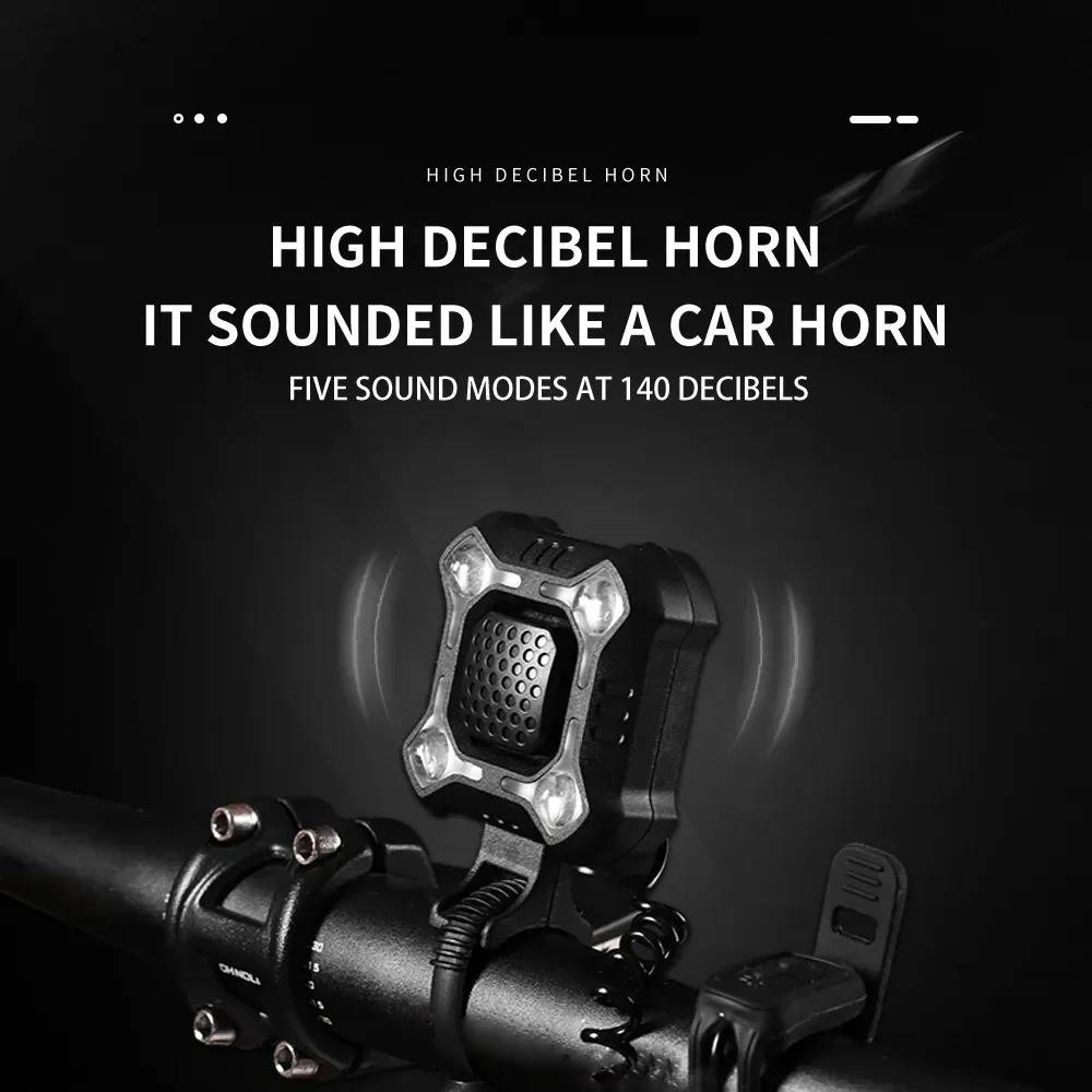 Bike Bell and Front Light Combo with 140 dB Electronic Horn
