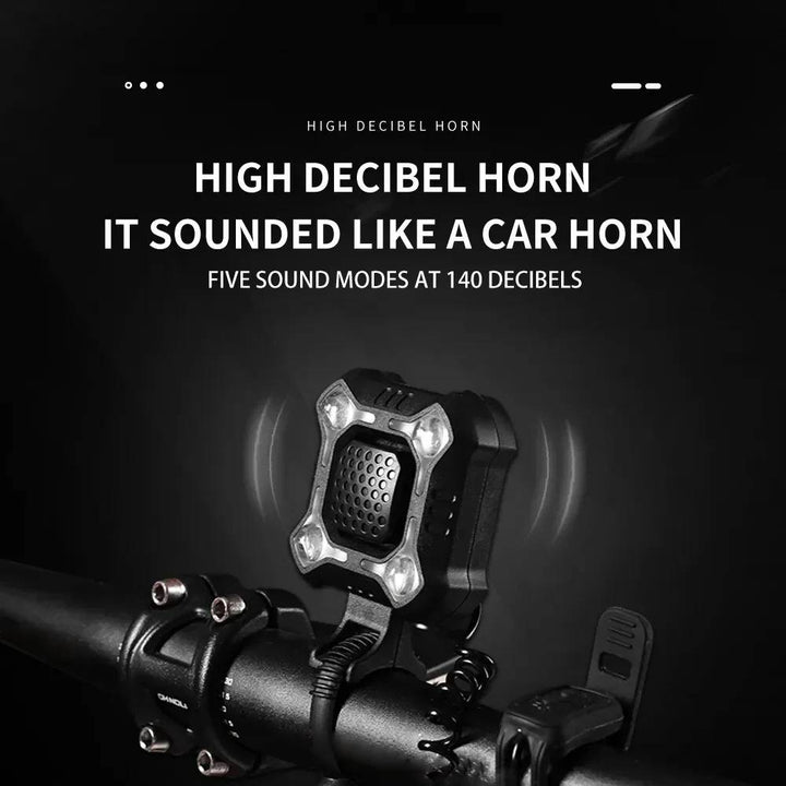 Bike Bell and Front Light Combo with 140 dB Electronic Horn