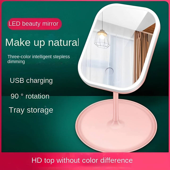 Portable LED Make-Up Mirror with Three Light Modes and Dimmer