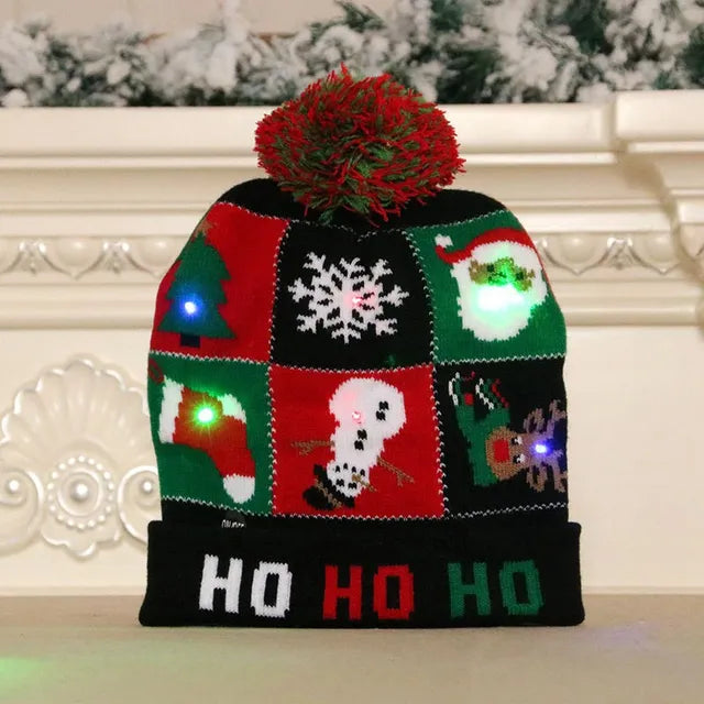 Harwelton™ LED Light-Up Knitted Christmas Hat for Kids &amp; Adults
