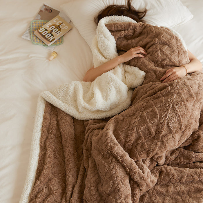 Harwelton Tufted Faux Rabbit Fur Throw with Fluffy Fleece Back