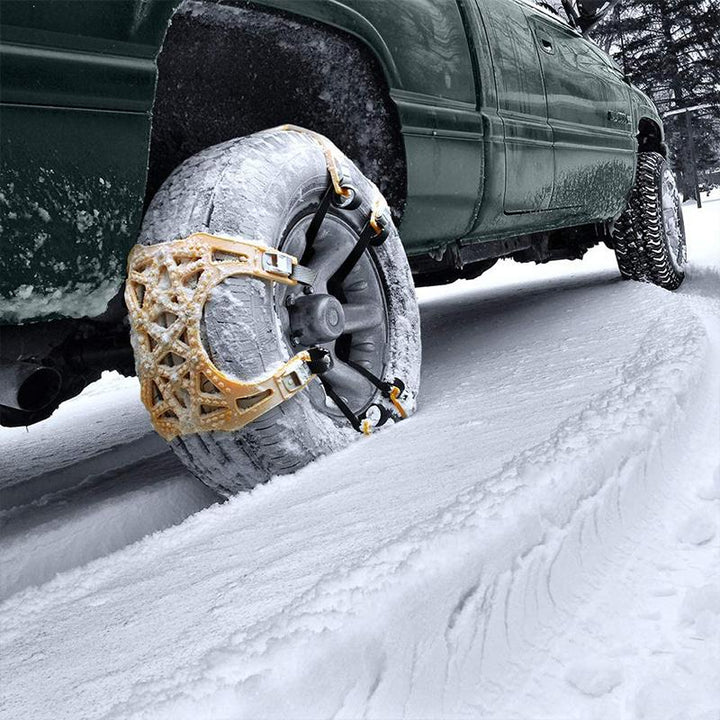 Steel Snow Chains with X-Spikes for Grip on Ice and Snow