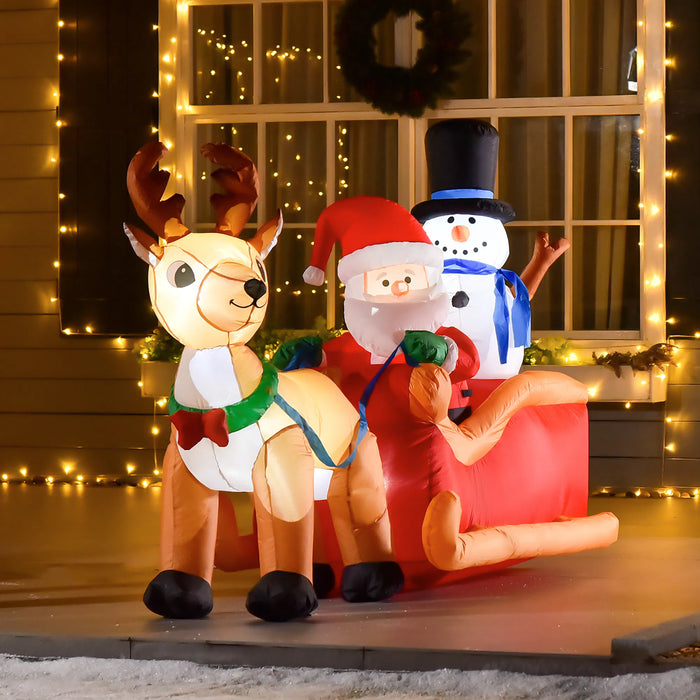 Harwelton Inflatable Santa, Reindeer and Snowman on a Sleigh