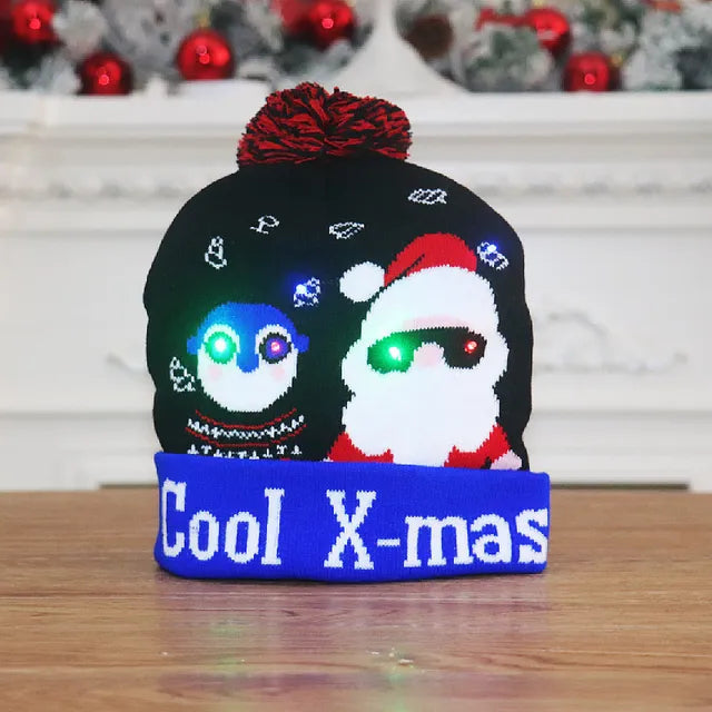 Harwelton™ LED Light-Up Knitted Christmas Hat for Kids &amp; Adults