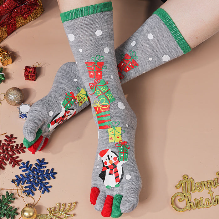 Harwelton Knee High Christmas Toe Socks for Women