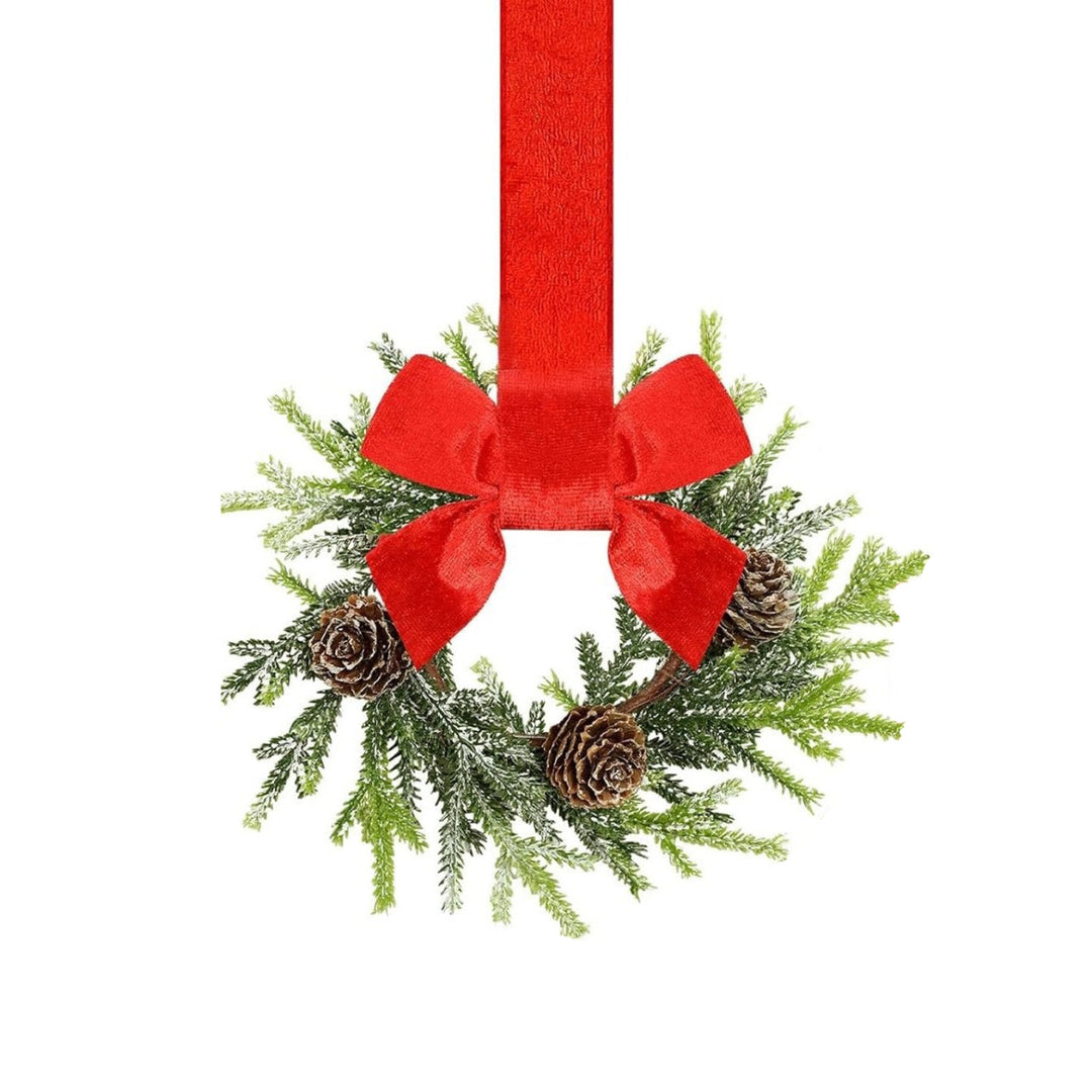 Small Christmas wreath with red ribbon bow
