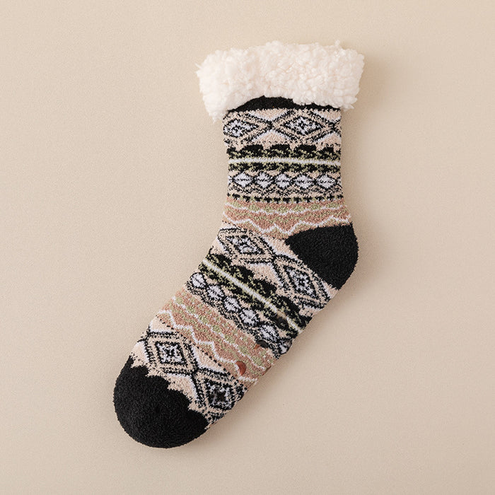 Harwelton Nordic Pattern Lounge Socks with Grip Sole