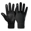 Black fleece lined touchscreen gloves with grip palm