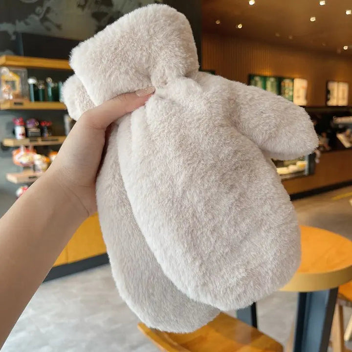 Thick Plush Winter Mittens with Stretchy Fluffy Cuffs
