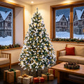 Snow-tipped pre-lit tree with remote