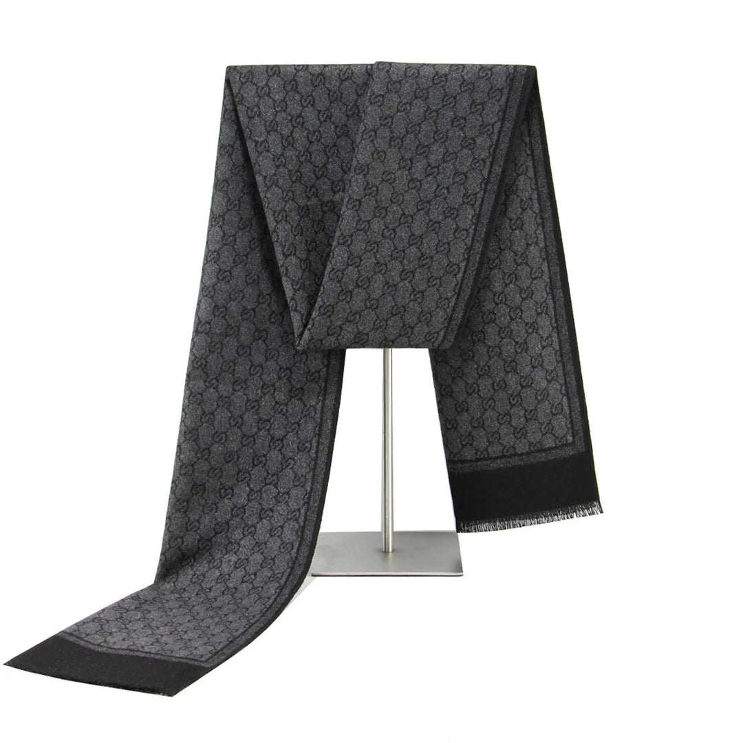 Harwelton™ Wool Blend Winter Scarf with Letter Print and Fringe