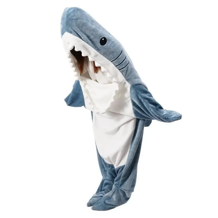 Harwelton™ Soft Flannel Shark Hoodie Blanket with Leg Wrap