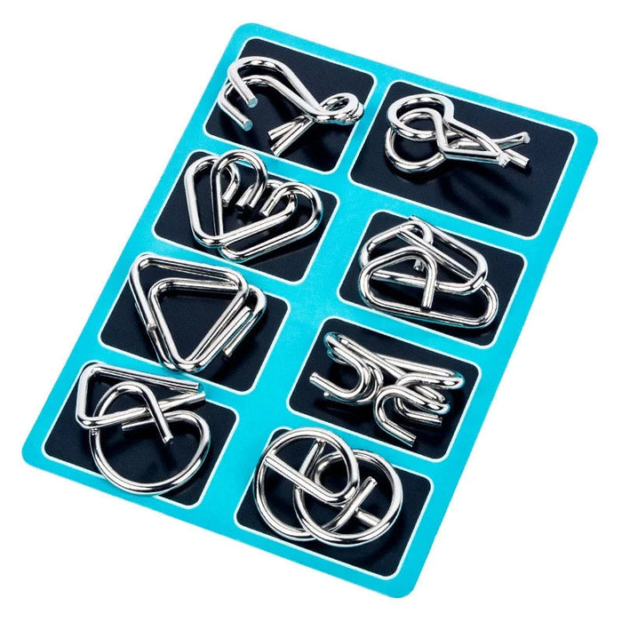 Harwelton™ 8-Piece Metal Puzzle Ring Set – Brain Teasers for All Ages