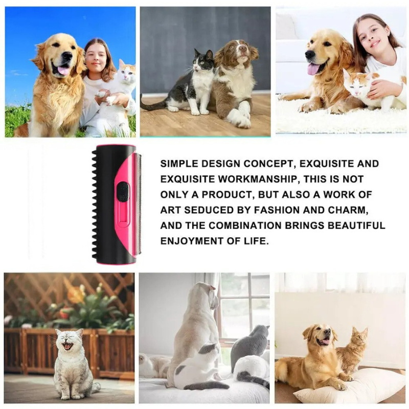 2-in-1 Deshedding Brush and Pet Hair Remover for Dogs and Cats