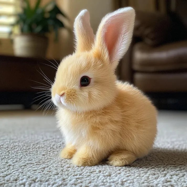 Realistic Plush Bunny with Soft Fluffy Fur and Lifelike Details