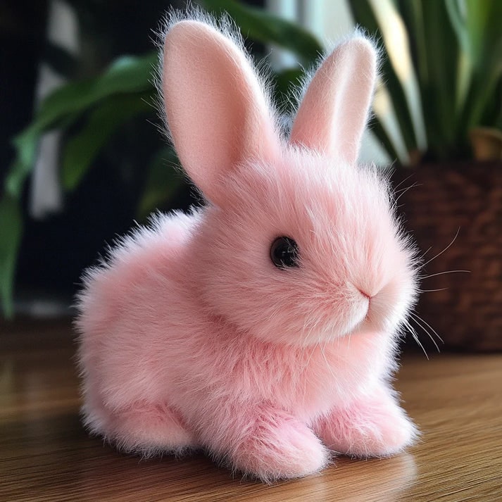 Realistic Plush Bunny with Soft Fluffy Fur and Lifelike Details