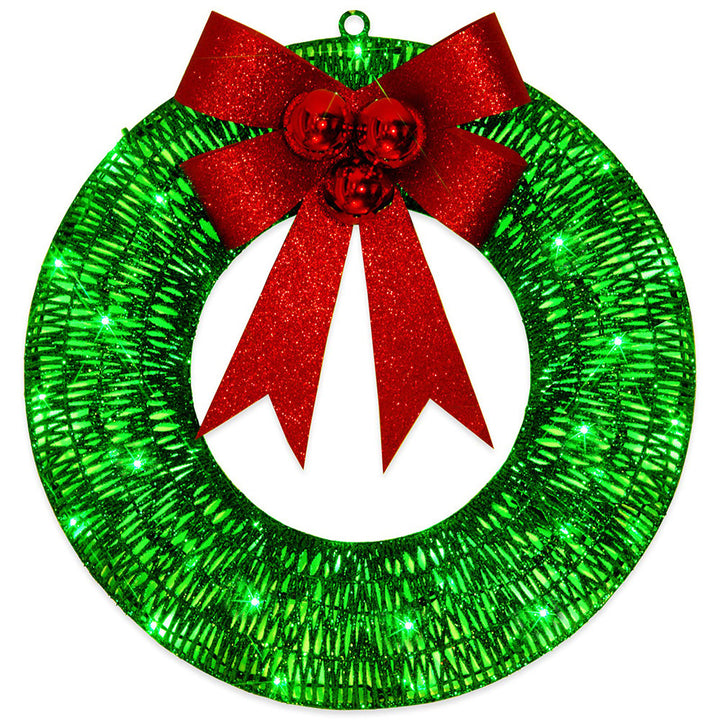 Light-Up Christmas Wreath – 50cm with LED Lights and Big Bow