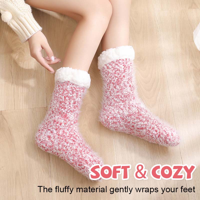 Sherpa-Lined Slipper Socks with Anti-Slip Silicone Soles