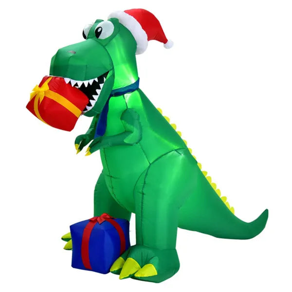 Harwelton 6ft Inflatable T-Rex in a Santa Hat with Gifts