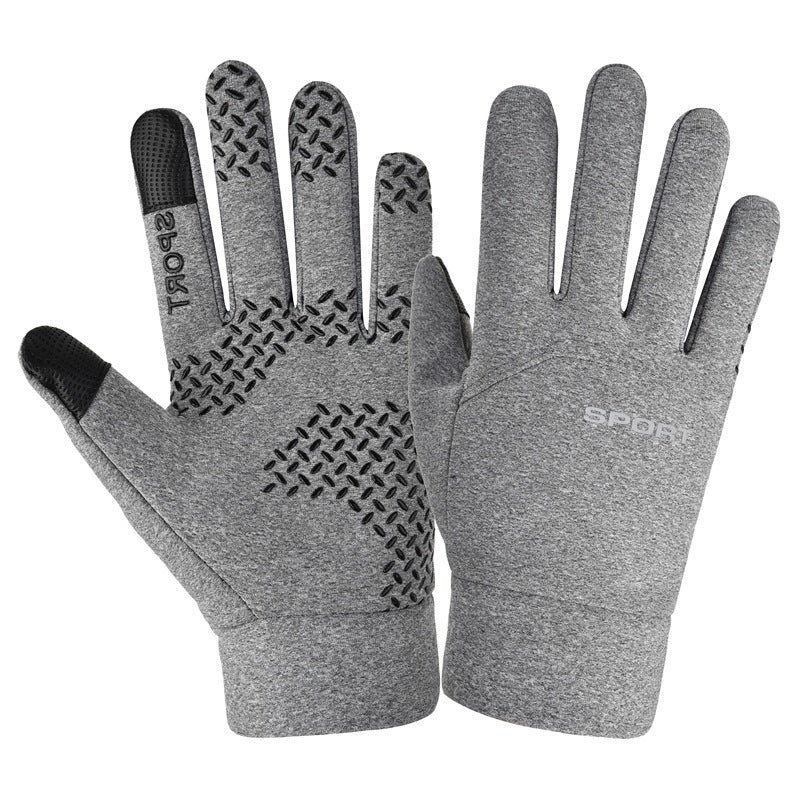 Black velvet lined winter sports gloves